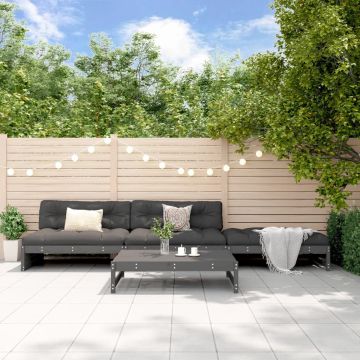 vidaXL 4-delige Loungeset met kussens massief hout grijs