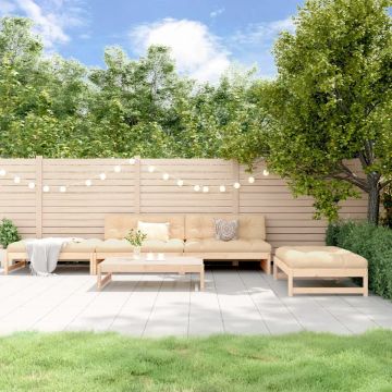 vidaXL 5-delige Loungeset met kussens massief hout