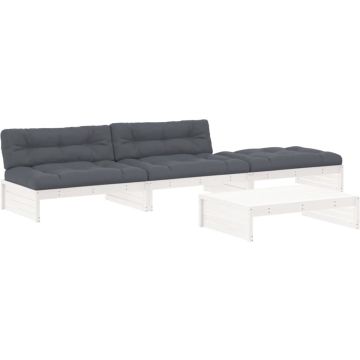 vidaXL-4-delige-Loungeset-met-kussens-massief-hout-wit