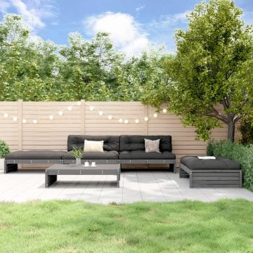 vidaXL-5-delige-Loungeset-met-kussens-massief-hout-grijs