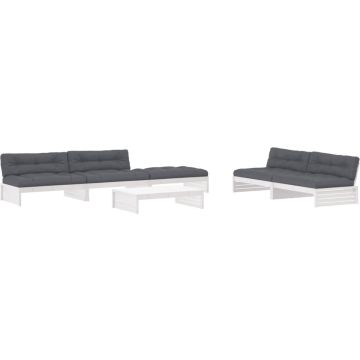 vidaXL-6-delige-Loungeset-met-kussens-massief-hout-wit