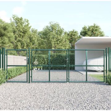 vidaXL Tuinpoort 400x175 cm gaas en gegalvaniseerd staal groen