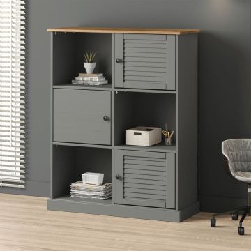 vidaXL Boekenkast VIGO 90x35x114,5 cm massief grenenhout grijs