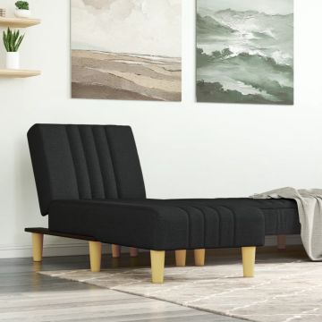 vidaXL Chaise longue stof zwart