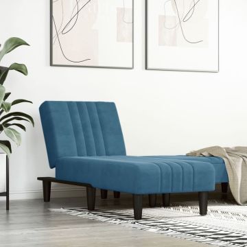 vidaXL Chaise longue fluweel blauw