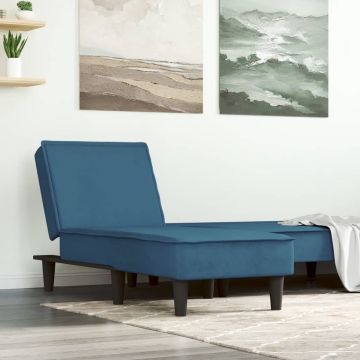 vidaXL Chaise longue fluweel blauw