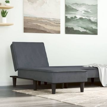 vidaXL Chaise longue fluweel donkergrijs