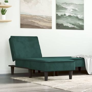 vidaXL Chaise longue fluweel donkergroen