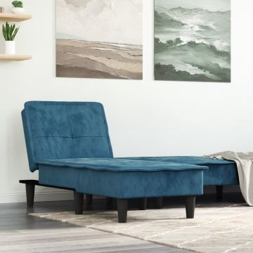 vidaXL Chaise longue fluweel blauw