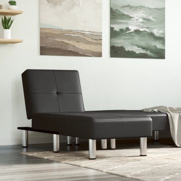 vidaXL Chaise longue kunstleer zwart