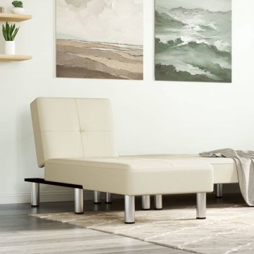 vidaXL Chaise longue kunstleer crèmekleurig