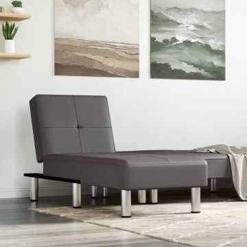 vidaXL Chaise longue kunstleer grijs