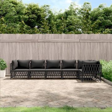 vidaXL 6-delige Loungeset met kussens staal antracietkleurig