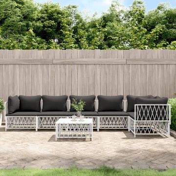 vidaXL 7-delige Loungeset met kussens staal wit