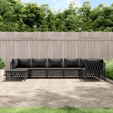 vidaXL 7-delige Loungeset met kussens staal antracietkleurig