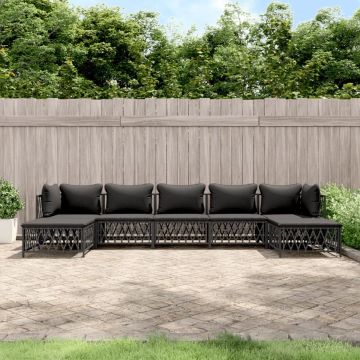 vidaXL 7-delige Loungeset met kussens staal antracietkleurig