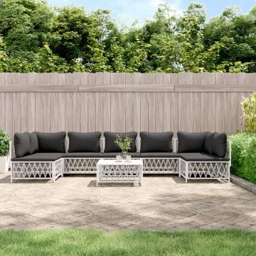 vidaXL 8-delige Loungeset met kussens staal wit