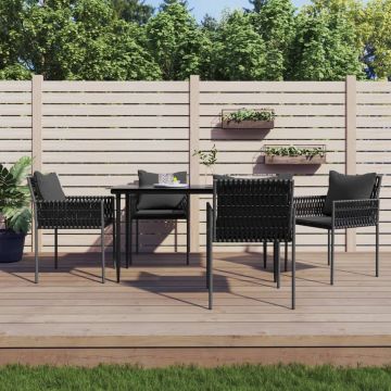 vidaXL Tuinstoelen 4 st met kussens 54x61x83 cm poly rattan zwart