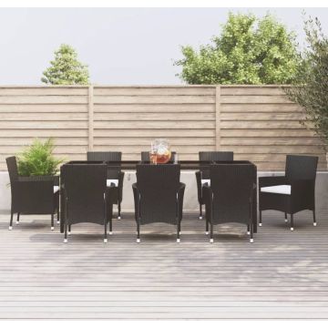 vidaXL 9-delige Tuinset poly rattan zwart