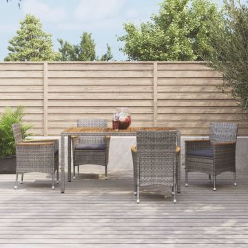 vidaXL 5-delige Tuinset met kussens poly rattan grijs