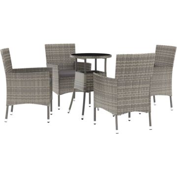 vidaXL-5-delige-Bistroset-met-kussens-poly-rattan-grijs