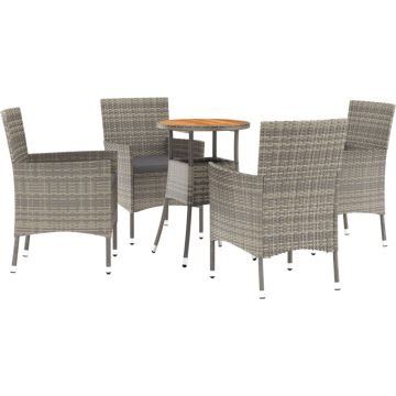 vidaXL-5-delige-Bistroset-met-kussens-poly-rattan-grijs