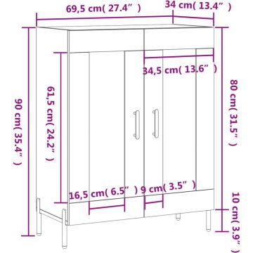 vidaXL-Dressoir-69,5x34x90-cm-bewerkt-hout-bruineikenkleurig