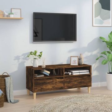 vidaXL Tv-meubel 100x34,5x44,5 cm bewerkt hout gerookt eikenkleurig