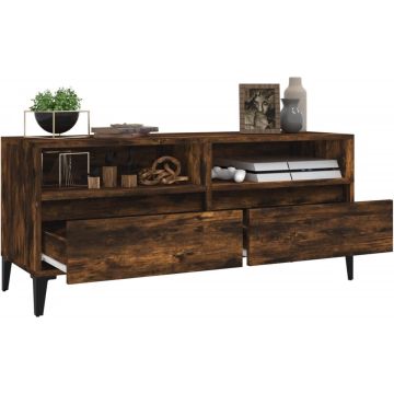 vidaXL Tv-meubel 100x34,5x44,5 cm bewerkt hout gerookt eikenkleurig