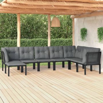 vidaXL 8-delige Loungeset poly rattan zwart en grijs