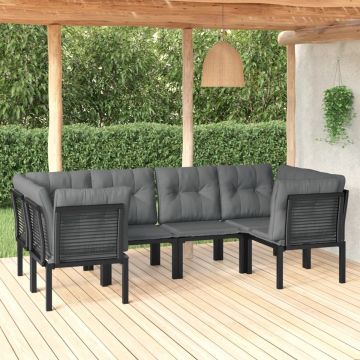 vidaXL 6-delige Loungeset poly rattan zwart en grijs