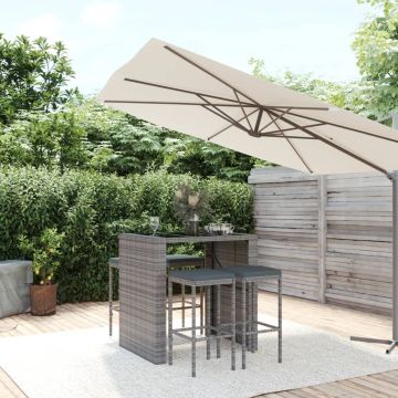 vidaXL 5-delige Tuinbarset met kussens poly rattan grijs