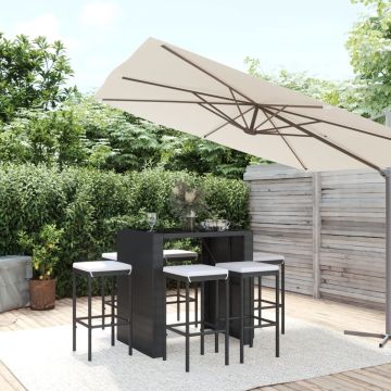 vidaXL 7-delige Tuinbarset met kussens poly rattan zwart