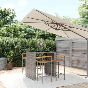 vidaXL 5-delige Tuinbarset poly rattan en massief acaciahout grijs