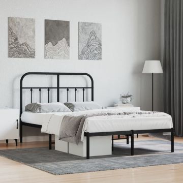 vidaXL Bedframe met hoofdbord metaal zwart 120x190 cm