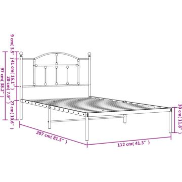 vidaXL-Bedframe-met-hoofdbord-metaal-zwart-107x203-cm