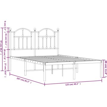 vidaXL-Bedframe-met-hoofdbord-metaal-zwart-120x200-cm