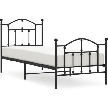 vidaXL-Bedframe-met-hoofd--en-voeteneinde-metaal-zwart-90x200-cm