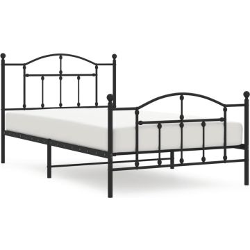 vidaXL-Bedframe-met-hoofd--en-voeteneinde-metaal-zwart-107x203-cm