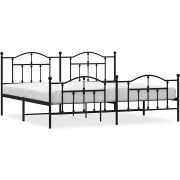 vidaXL-Bedframe-met-hoofd--en-voeteneinde-metaal-zwart-193x203-cm