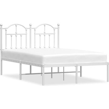 vidaXL-Bedframe-met-hoofdbord-metaal-wit-120x200-cm