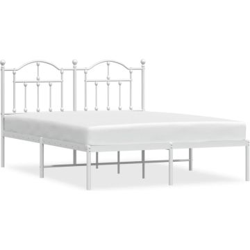 vidaXL-Bedframe-met-hoofdbord-metaal-wit-140x190-cm