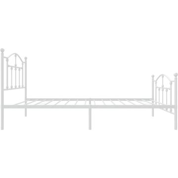 vidaXL-Bedframe-met-hoofd--en-voeteneinde-metaal-wit-90x200-cm