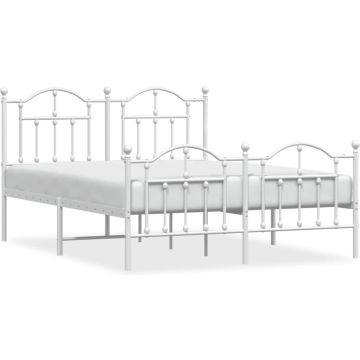 vidaXL-Bedframe-met-hoofd--en-voeteneinde-metaal-wit-140x200-cm