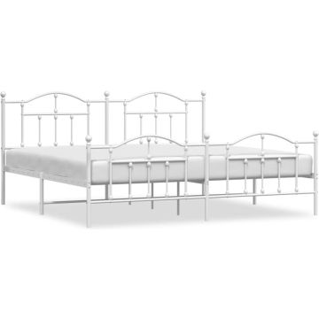 vidaXL-Bedframe-met-hoofd--en-voeteneinde-metaal-wit-193x203-cm