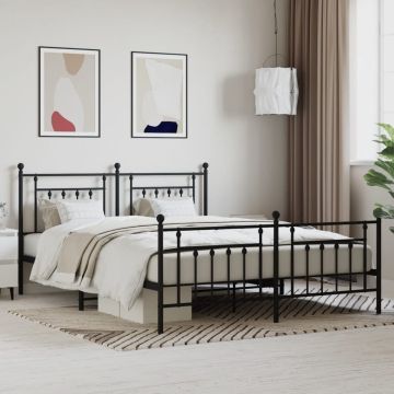 vidaXL Bedframe met hoofd- en voeteneinde metaal zwart 160x200 cm