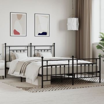 vidaXL Bedframe met hoofd- en voeteneinde metaal zwart 183x213 cm