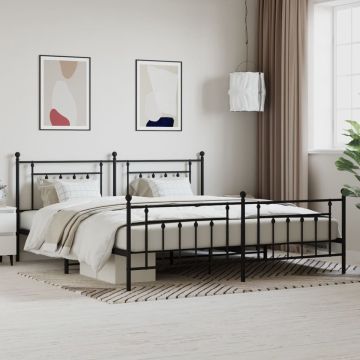 vidaXL Bedframe met hoofd- en voeteneinde metaal zwart 193x203 cm