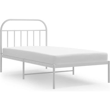 vidaXL-Bedframe-met-hoofdbord-metaal-wit-100x190-cm