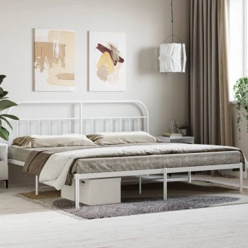 vidaXL Bedframe met hoofdbord metaal wit 193x203 cm